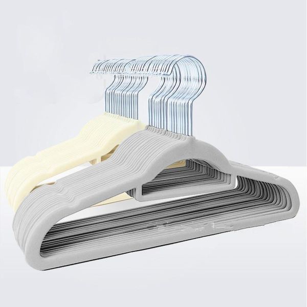 

10pcs hanger non-slip plastic flocking velvet coat flocked custom seamless drying rack for jacket pant dress clothes 37cm hangers & racks