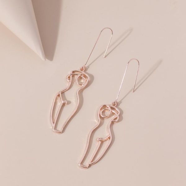 

new fashion 2020 human body abstract dangle earrings for women retro alloy hollow long earring party jewelry accessories gifts, Silver