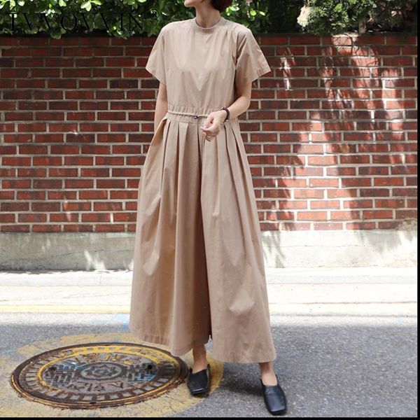 

summer fashion clothes short sleeves womens jumpsuits round neck high waist full length loose v009, Black;white