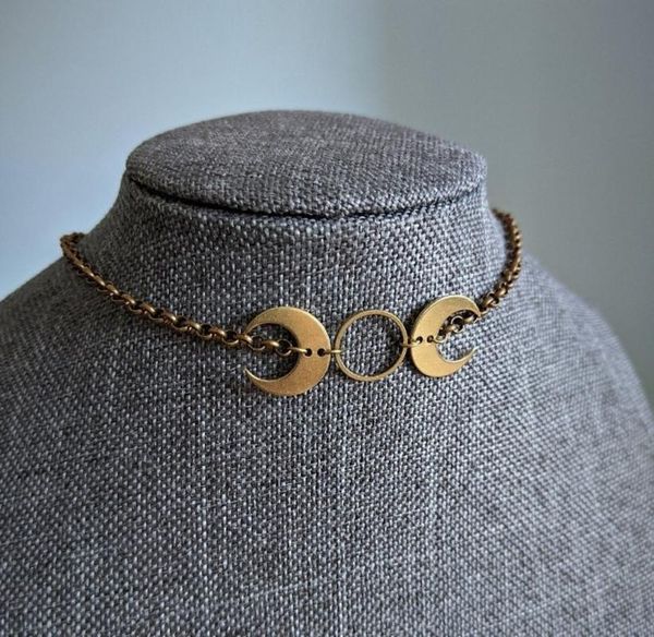 

pendant necklaces moon choker necklace jewellery witch minimalist charm jewelry halloween gift for women, Silver