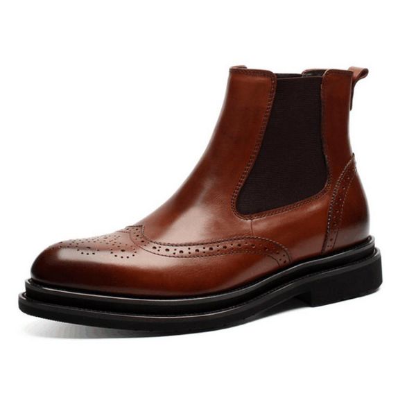 

boots genuine leather men spring autumn, Black