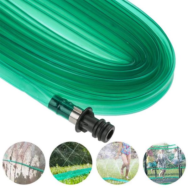 

green pvc sprinkler hosepipe flat soaker hose pipe watering lawn trampoline drip tube garden irrigation tool equipments