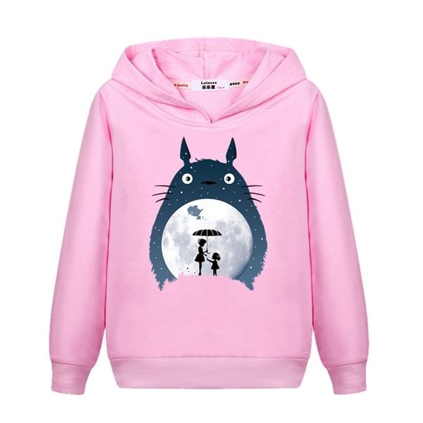 Mädchen Totoro Casual Sweatshirt Langarm Herbst Winter Hoodie Kinder Mode Cartoon Pullover Baumwollmantel 211111