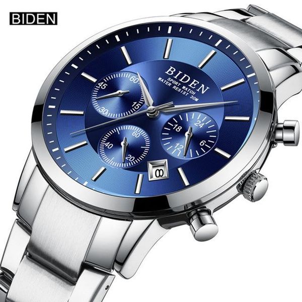 

wristwatches biden fashion men crystal stainless steel analog quartz wrist watch bracelet wristwatch mens automatic, Slivery;brown