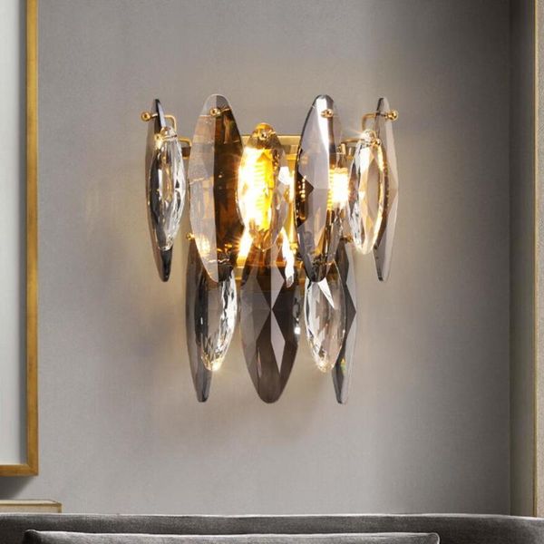 

luxury crystal wall lamp modern living room background decoration bedhead lighting