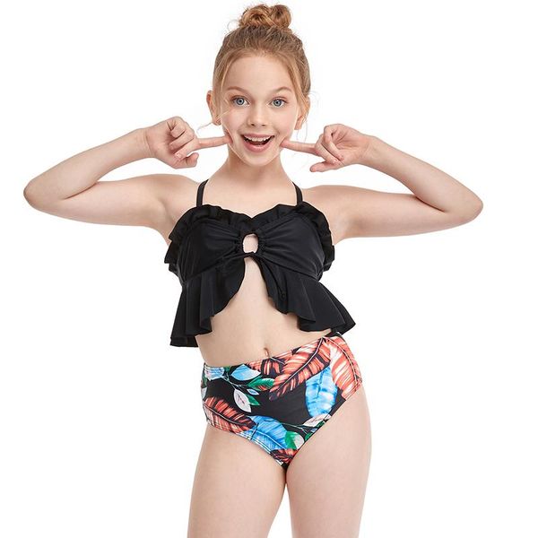 

two-piece suits little lori ruffles swimwear split swimsuit lovely beachwear swimming exquisite bathing suit girls two - piece set swim prin