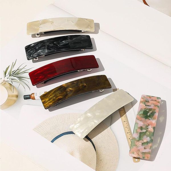

marble print hair claw acetate resin geometric barrette vintage clip rectangle hairpins women accessories1