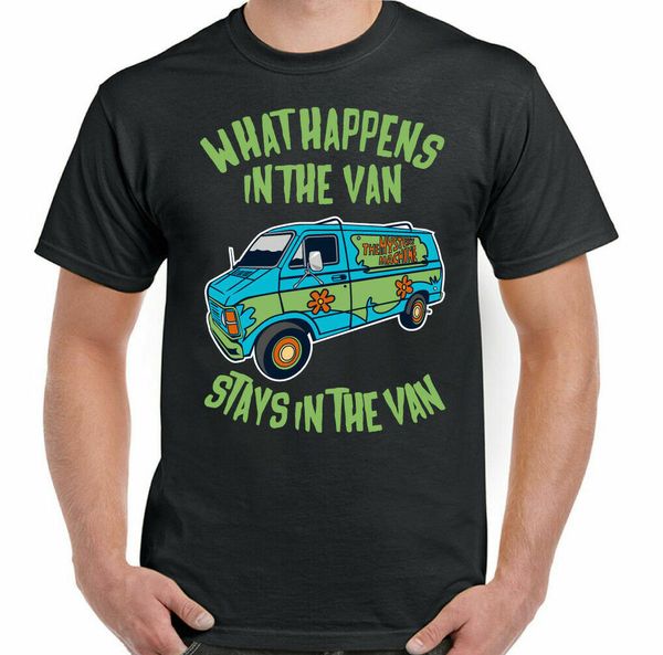 

scooby doo t-shirt what happens in the van stays mens funny cartoon, White;black