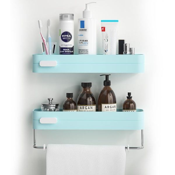 

bathroom shelves wall mounted shelf shampoo shower organizer holder with towel bar accessories