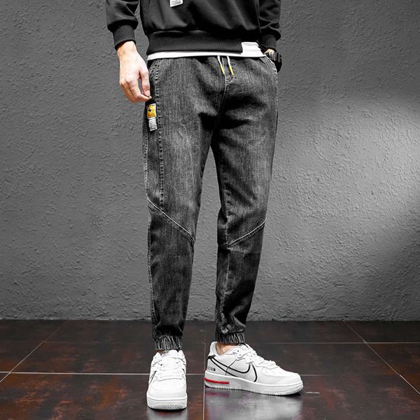 

men's jeans harlan casual slacks versatile youth korean elastic waist corset oxgd, Blue