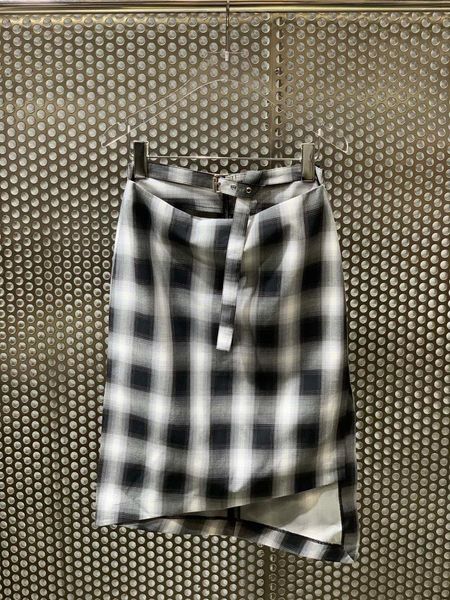 

skirts 2021 women fashion belt side slit plaid skirt 0409, Black