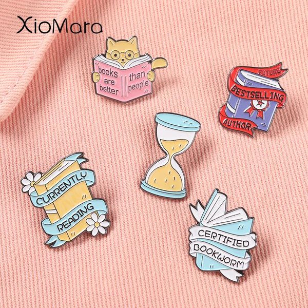 Pins, broches livro lapela livry ler engraçado botons Botões de colarinho backpack Decoração dos desenhos animados jóias presente para crianças