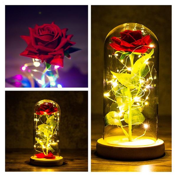 

party favor valentines day gifts for boyfriend girlfriend bridesmaid gift eternal rose led light foil flower in glass cover wedding favors