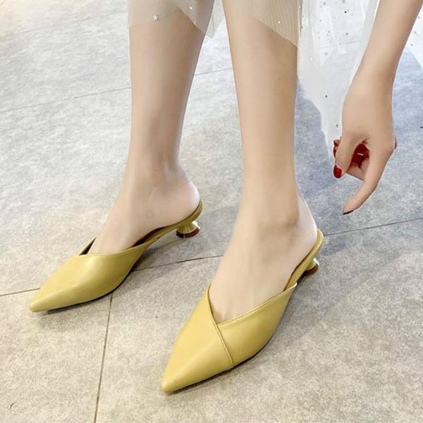 

slippers fashion women summer/spring/autumn wine-glass-heel pointed toe 3cm high heels solid outside casual female slides, Black
