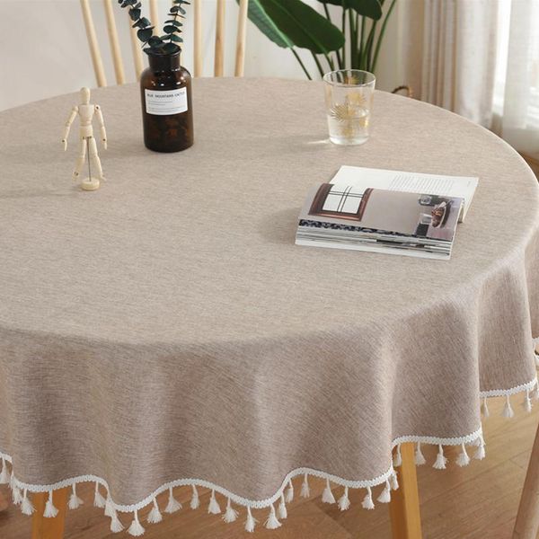 

nordic solid color waterproof tablecloth with lace cotton linen thick rectangular wedding table cover tea cloth
