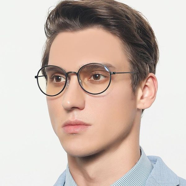 

fashion sunglasses frames evove computer glasses men women aluminum small round eyewear for gaming/work eye protect anti blue light reflecti, Black