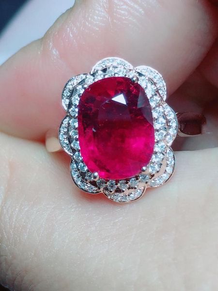 

cluster rings tourmaline ring pure 18k white gold au750 100% natural gemstones 3.36ct female for women fine, Golden;silver