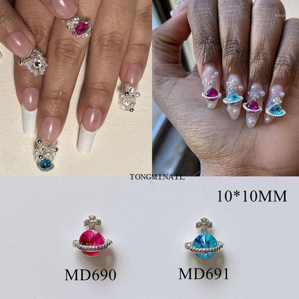 

nail art decorations 50pcs/lot planet design alloy tools for manicure 10*10mm crystal diamond stone strass jewelry accessories1, Silver;gold