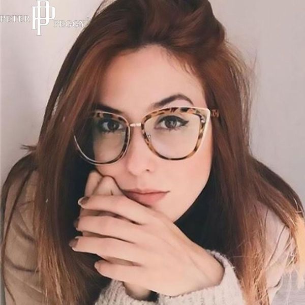 

fashion sunglasses frames vintage leopard optical spectacle frame transparent lens prescription myopia eyeglasses women cat eye clear eyewea, Black