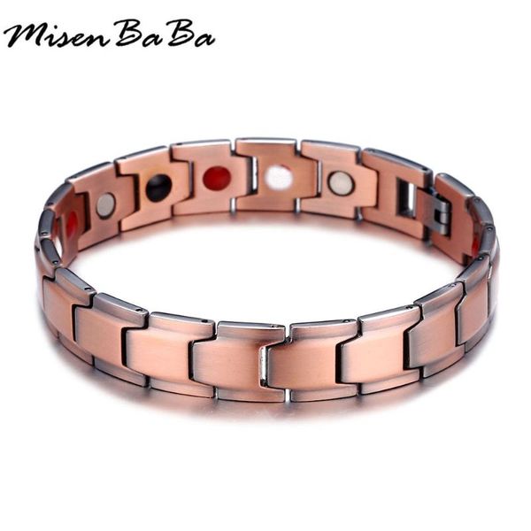 

link, chain (5 size) pure copper vintage magnetic bracelets for women men arthritis therapy health care ion jewelry, Black