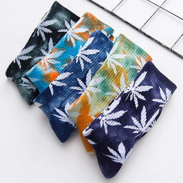 

men's socks tie-dyed long fashion men skateboard comfortable casual trendy, Black