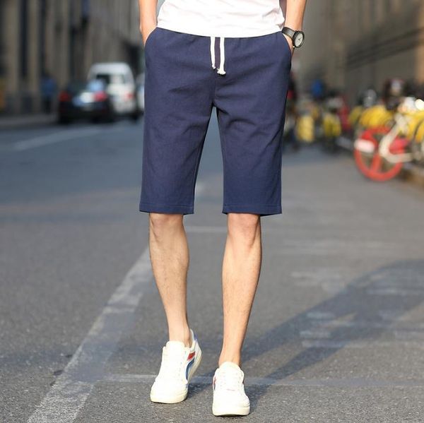 

men's shorts summer casual slim teenagers drawstring elastic waist breathable short solid youth men's beach shorts m, White;black