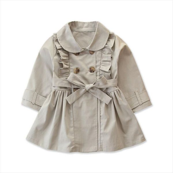 

2 7 years toddlers baby coat trench button bandage ruffle casual jacket girls solid windbreaker outwear, Camo