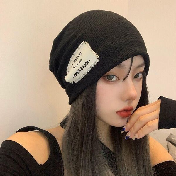 

beanie/skull caps women beanie circle bike knit hat comfortable patch logo cap solid color hip hop, Blue;gray