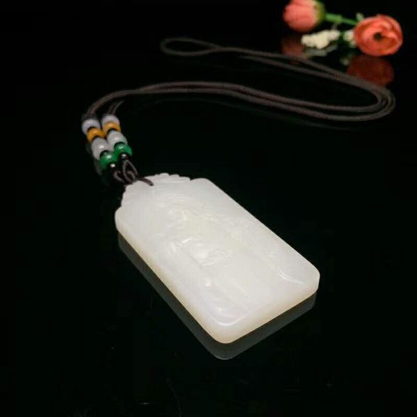 

lockets h52#exquisite hetian yu guan gong pendant, Silver