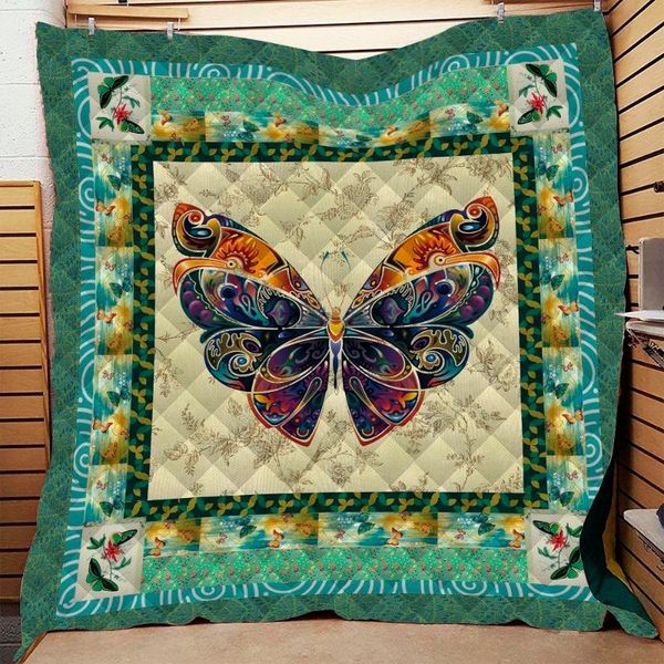 

comforters & sets butterfly print insect quilt bed thin blanket cotton king size outdoor camping picnic soft superfine fiber wholesale