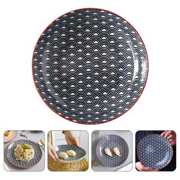 

dishes & plates 1 pc round salad plate blue wave design fruit serving