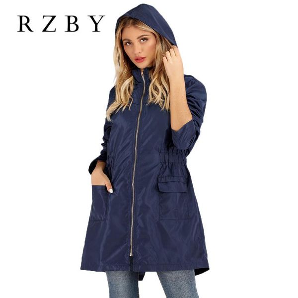 

women's trench coats women coat hooded casacos feminino pockets zipper windbreaker streetwear fitness solid wind lady clothes rzby065, Tan;black