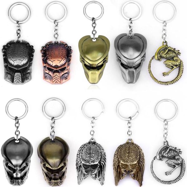 

keychains avp alien v mask keychain xenomorph queen metal keyring bag car movie jewelry birthday gift, Silver