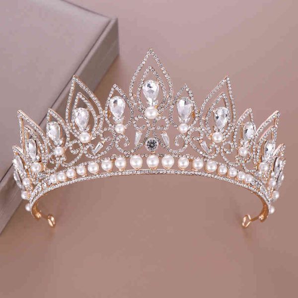 Acessórios de jóias de cabelo de casamento Tuan Ming coroa vendendo Pérola princesa cocar de cristal