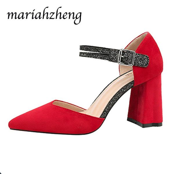 

meriahzheng 8cm fashion pointed high heels nightclub women's singles shoes with shallow mouth thick heel lsj sandals, Black