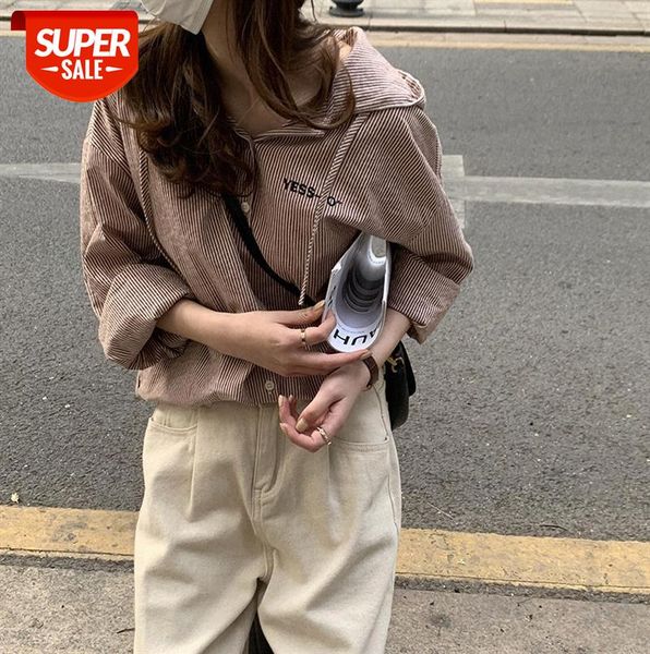 

huang zheng hooded vertical striped long-sleeved shirt female korean loose casual jacket outer c78384 #vw0h, Black;gray