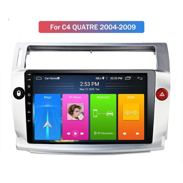 

9 inch android 10 car dvd player radio stereo for citroen c4 quatrre 2004-2009 gps navigation bluetooth usb quad core multimedia