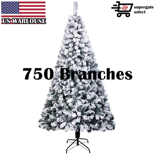 

usa stock 6ft pvc flocking christmas tree 750 branches automatic tree