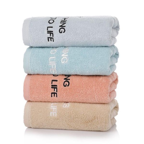 

34x75cm 100% cotton plain candy color el travel english embroidery hand towel