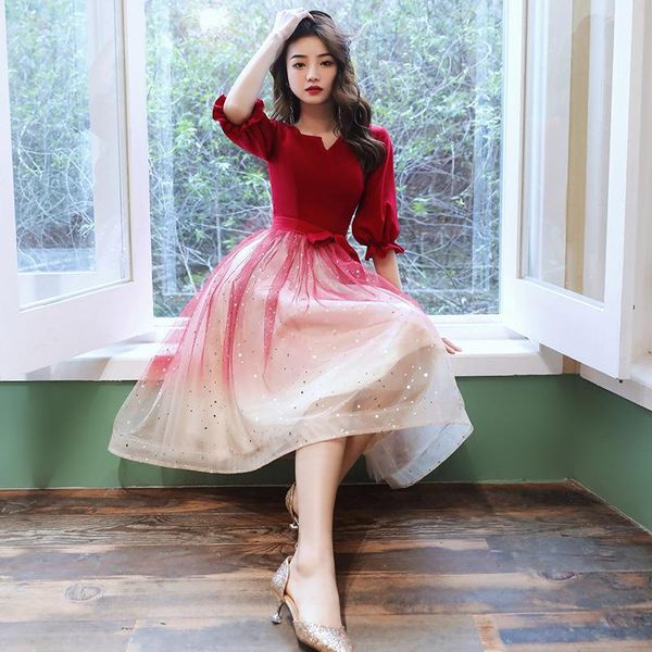 

ethnic clothing novelty bride dress bling sequins wedding party temperament a-line celebrity banquet elegant daily oversize 3x, Red