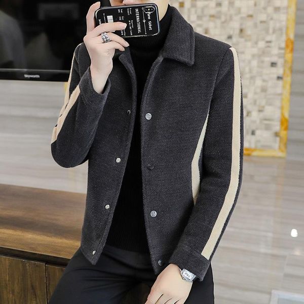 

men's jackets 2022 autumn and winter mink fleece jacket youth handsome thick woolen multicolor, Black;brown