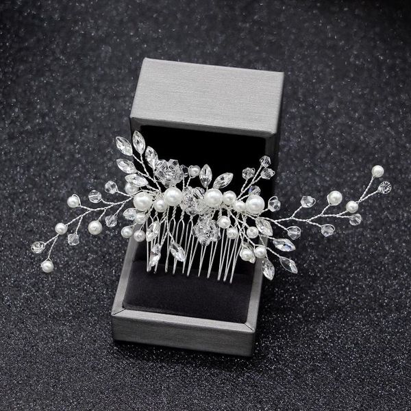 

hair clips & barrettes fashion women comb jewelry wedding accessories for bride clip handmade flowers beads pearl decoration, Golden;silver