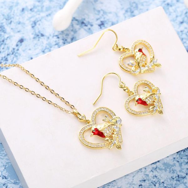 

chains wish bird sparrow wren heart pendant gold-plated collarbone necklace in europe and america, Silver
