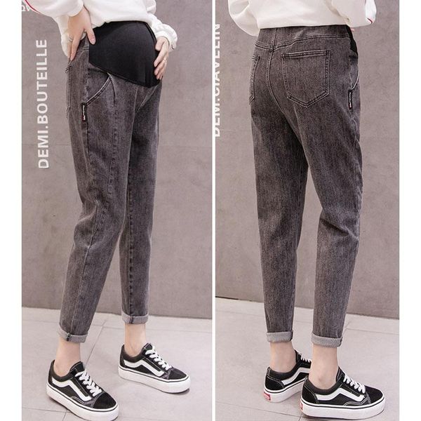 

maternity bottoms loose denim jeans haren pants trousers for pregnant women clothes vintage boyfriend pregnancy stretch, White