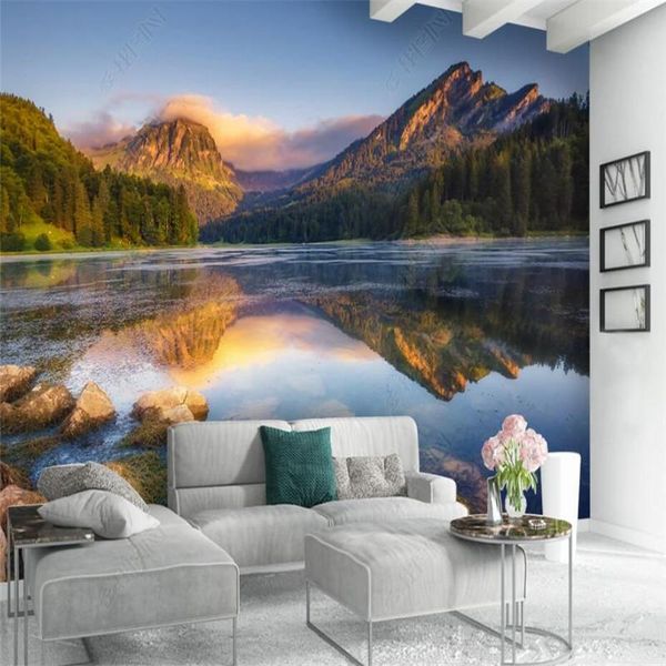 

wallpapers custom forest mountain sunrise natural scenery 3d po wall paper furniture decor mural wallpaper self adhesive contact