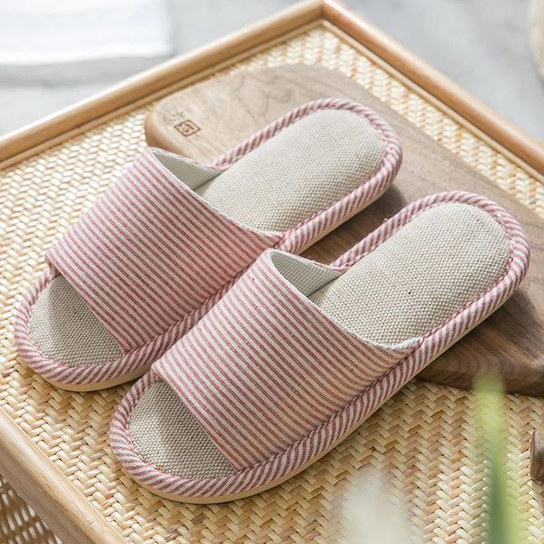 

women casual floral indoor home slippers light soft spring autumn flip flops female linen slides, Black