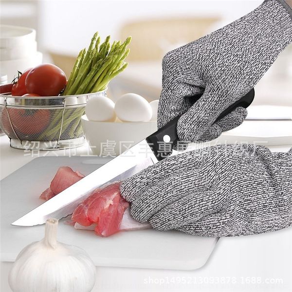 

1iez grade 5 hppe anti cutting and anti cutting gloves slaughterhouse kitchen knitting mittens gloves glass building, Blue;gray