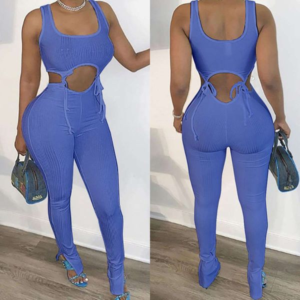 

2021 summer new women's sleeveless slim solid sports jumpsuit, Black;white