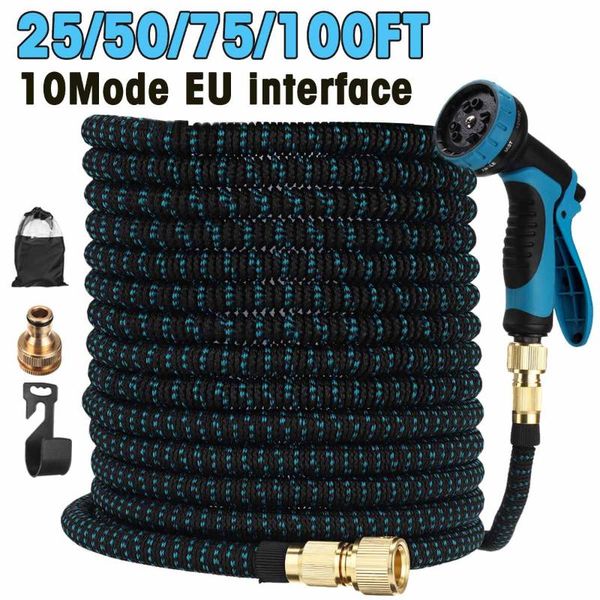 

watering equipments 25-100ft garden hose pipe water expandable magic 7 patterns gun foam pot for car wash stretch