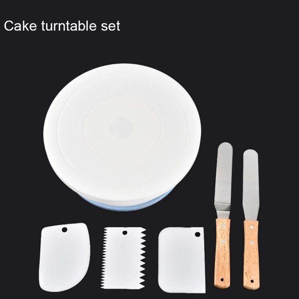 

6pcs/set plastic cake turntable rotating dough knife decorating cream cakes stand rotary table diy pan baking tools & pastry